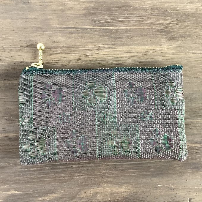 【肉球】畳縁 ぺたんこ ミニポーチ カードケース 小銭入れ 足あと グリーン ピンク 犬 猫