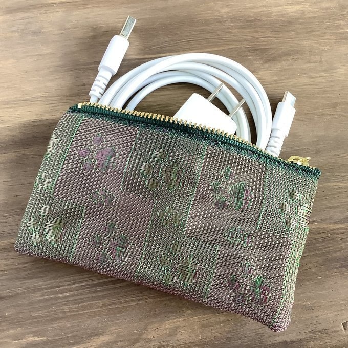 【肉球】畳縁 ぺたんこ ミニポーチ カードケース 小銭入れ 足あと グリーン ピンク 犬 猫