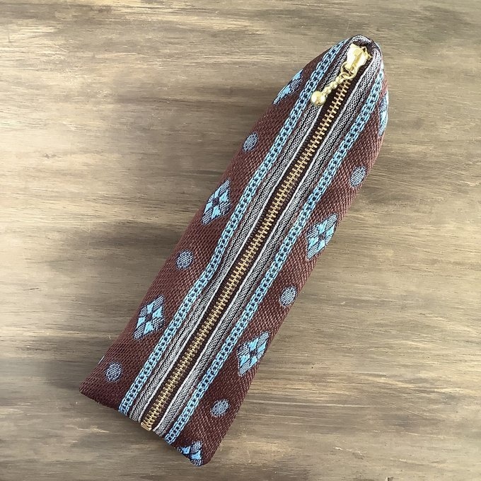 【プロバンス】畳縁 テトラ型 ペンケース 南仏 チョコレート ターコイズ 茶 青