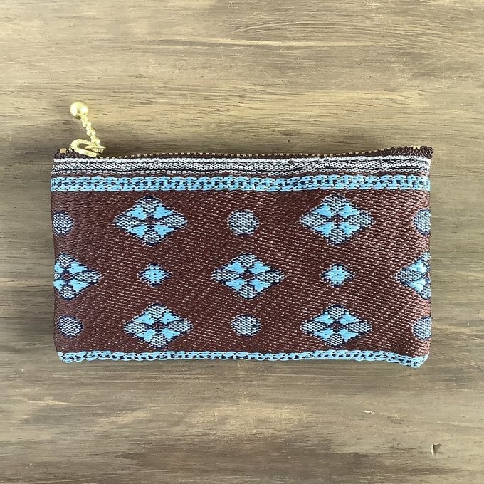 【プロバンス】畳縁 ぺたんこ ミニポーチ 小銭入れ カードケース 南仏 チョコレート ターコイズ 茶 青