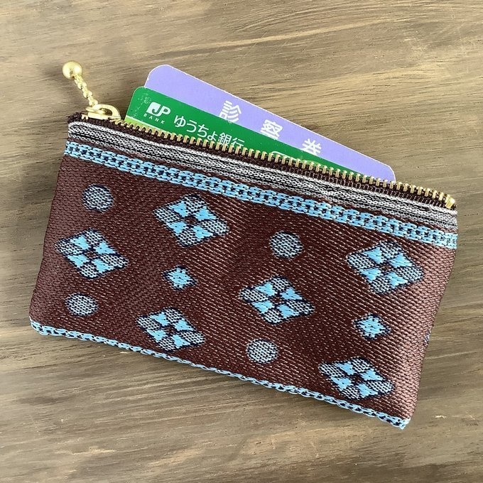 【プロバンス】畳縁 ぺたんこ ミニポーチ 小銭入れ カードケース 南仏 チョコレート ターコイズ 茶 青