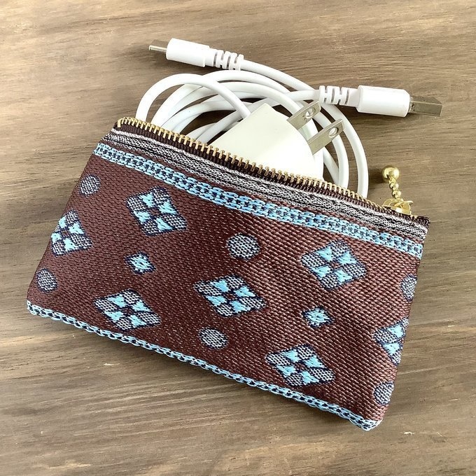 【プロバンス】畳縁 ぺたんこ ミニポーチ 小銭入れ カードケース 南仏 チョコレート ターコイズ 茶 青