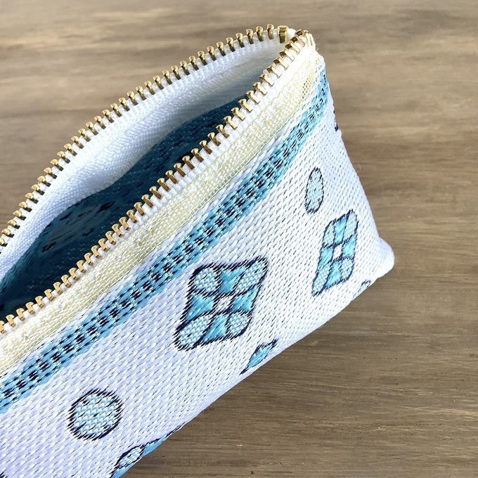 【プロバンス】畳縁 テトラ型 ペンケース 南仏 白 ターコイズ ブルー