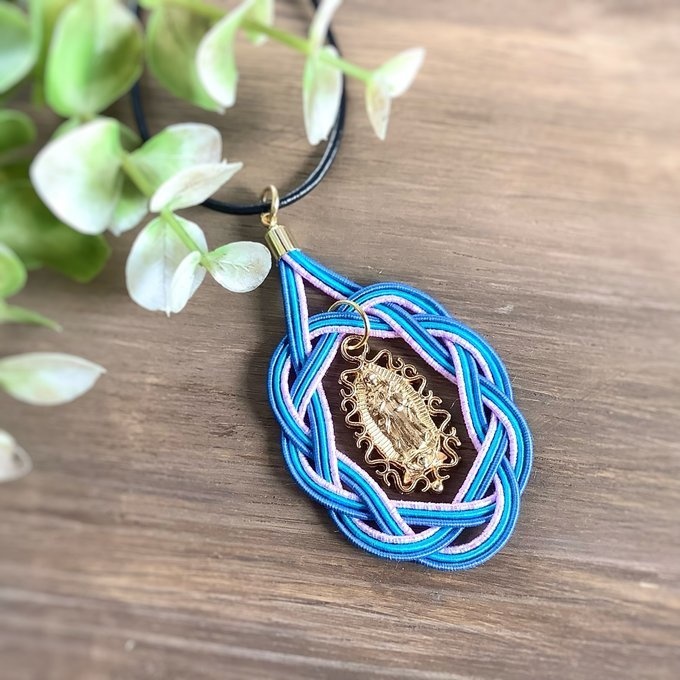 聖なる輝き 水引ペンダント マリアモチーフ ブルー メキシコ