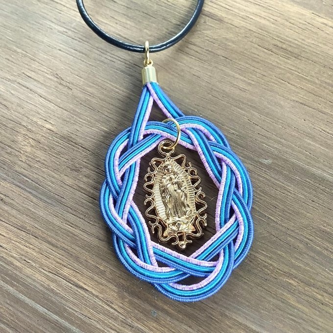 聖なる輝き 水引ペンダント マリアモチーフ ブルー メキシコ