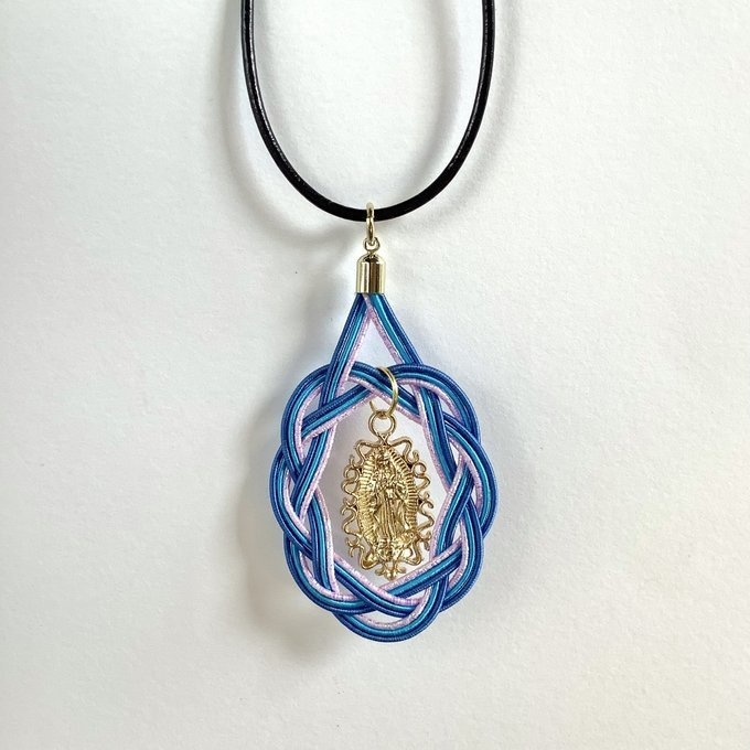 聖なる輝き 水引ペンダント マリアモチーフ ブルー メキシコ