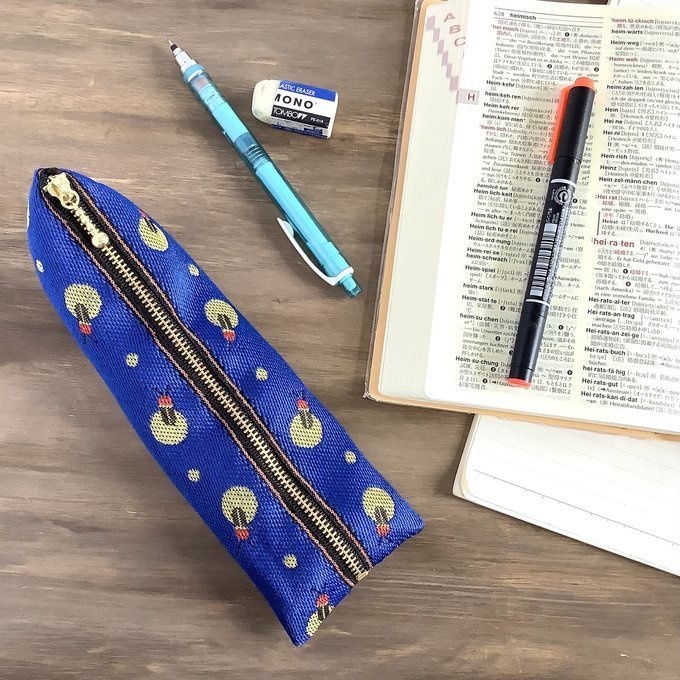 【蛍】畳縁 ぺたんこ ミニポーチ 小銭入れ カードケース 紺 夏 昆虫 夜