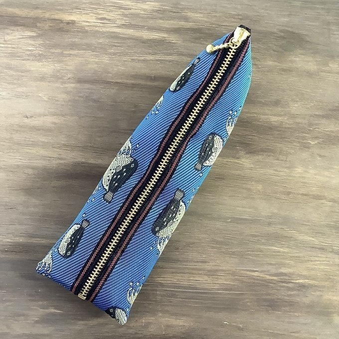 【ふぐ】畳縁 テトラ型 ペンケース 青 ふく フグ 魚 海