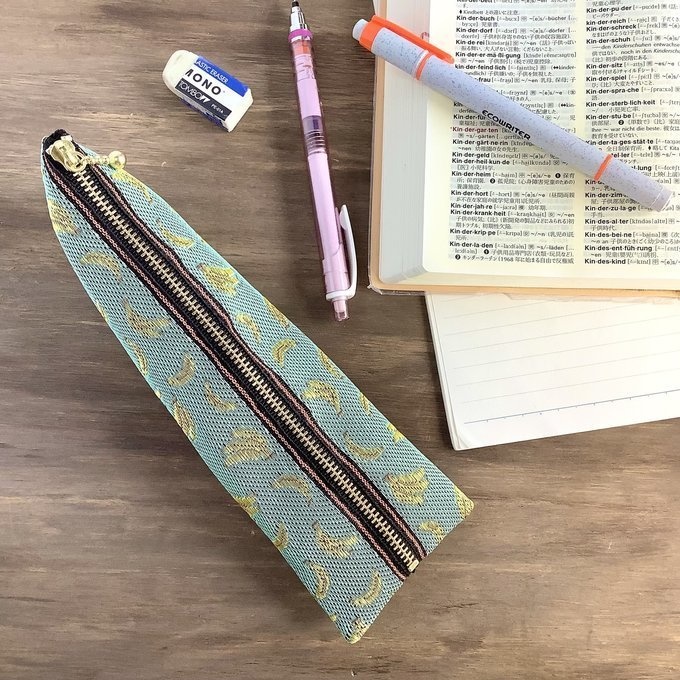 【バナナ】畳縁 ぺたんこ ミニポーチ 小銭入れ カードケース ミントカラー 金色 フルーツ