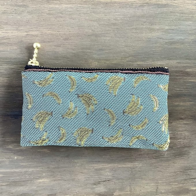 【バナナ】畳縁 ぺたんこ ミニポーチ 小銭入れ カードケース ミントカラー 金色 フルーツ