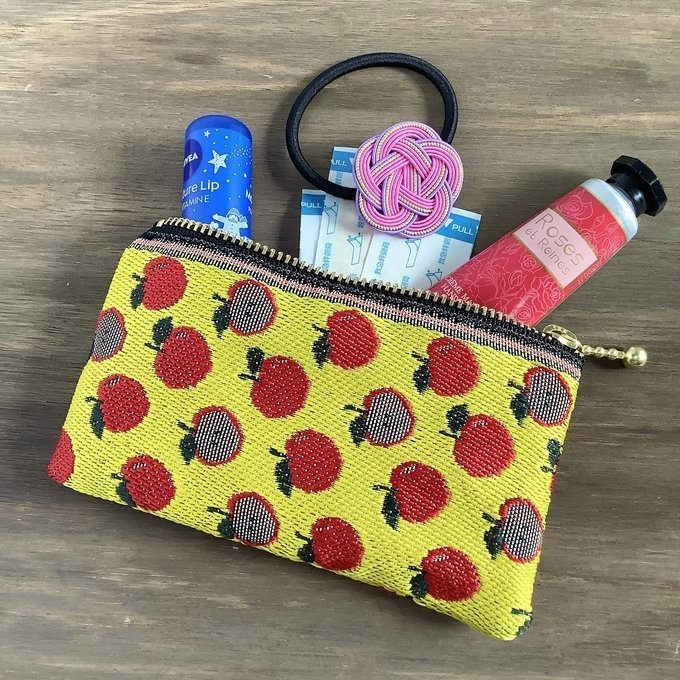 【りんご】畳縁 テトラ型 ペンケース 黄色 レトロポップ フルーツ