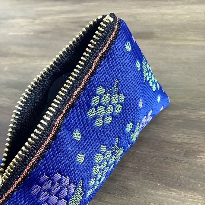 【ぶどう】畳縁 テトラ型 ペンケース 紺色 フルーツ 秋