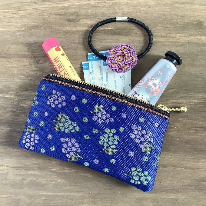 【ぶどう】畳縁 テトラ型 ペンケース 紺色 フルーツ 秋