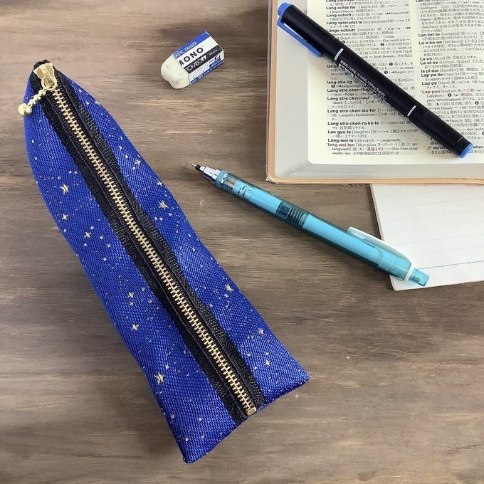 【星降る夜 金星】畳縁 ぺたんこ ミニポーチ 小銭入れ カードケース 星 スター 宇宙 空 紺 金