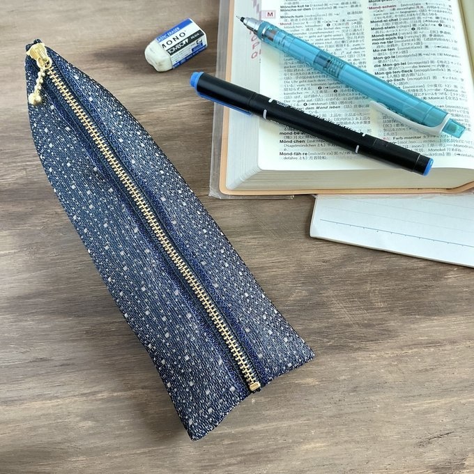 【玉霰】畳縁 ぺたんこ ミニポーチ 小銭入れ カードケース 藍色 雪 あられ