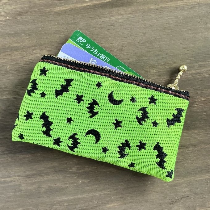 【こうもり】畳縁 ぺたんこ ミニポーチ 小銭入れ カードケース 蝙蝠 ゴスロリ ハロウィン ネオンカラー 黒