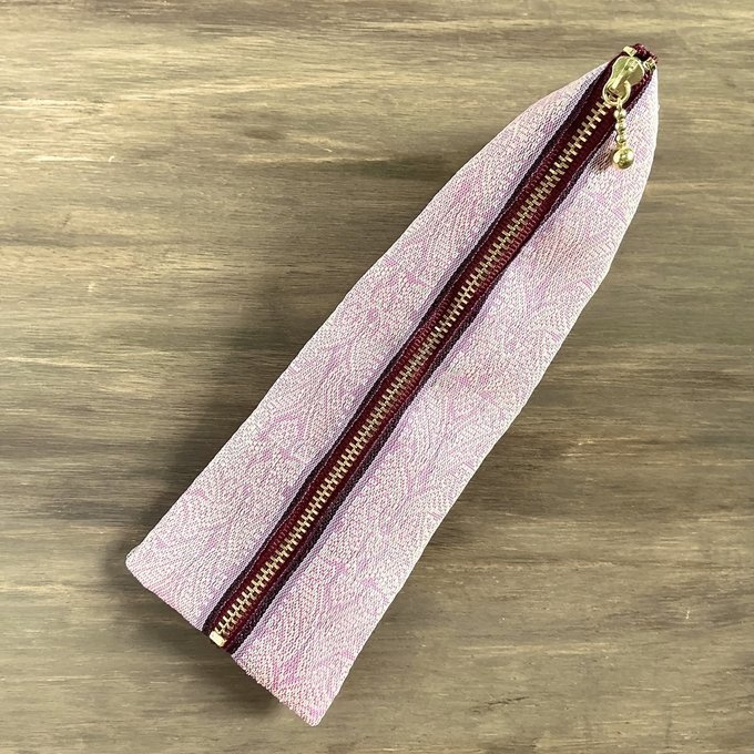 【エスニック】畳縁 テトラ型 ペンケース ピンク バラ色 オリエンタル