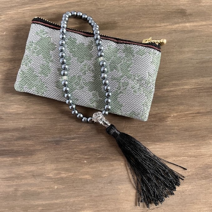 【花影】畳縁 ミニポーチ カードケース 小銭入れ 数珠入れ 桜 シルバー ミント 和風