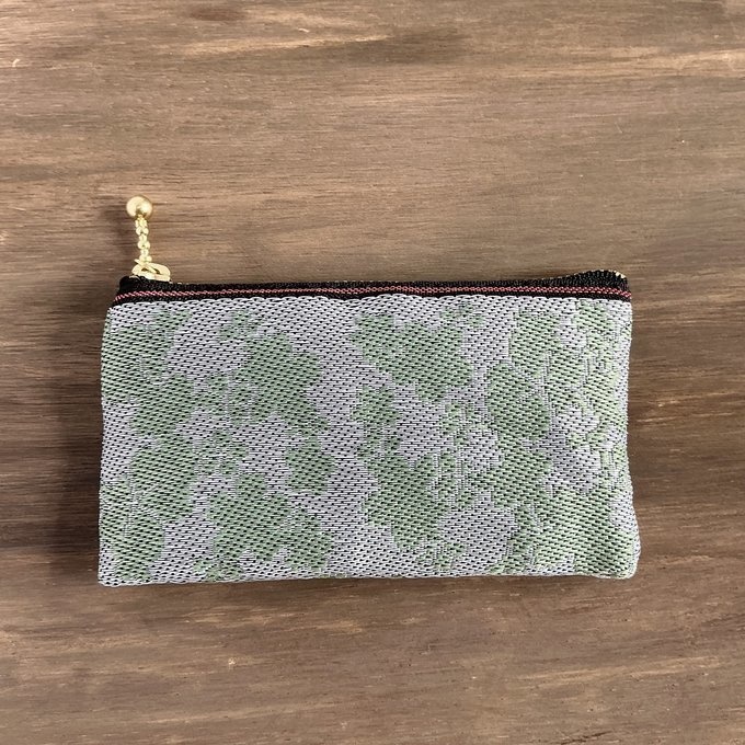 【花影】畳縁 ミニポーチ カードケース 小銭入れ 数珠入れ 桜 シルバー ミント 和風