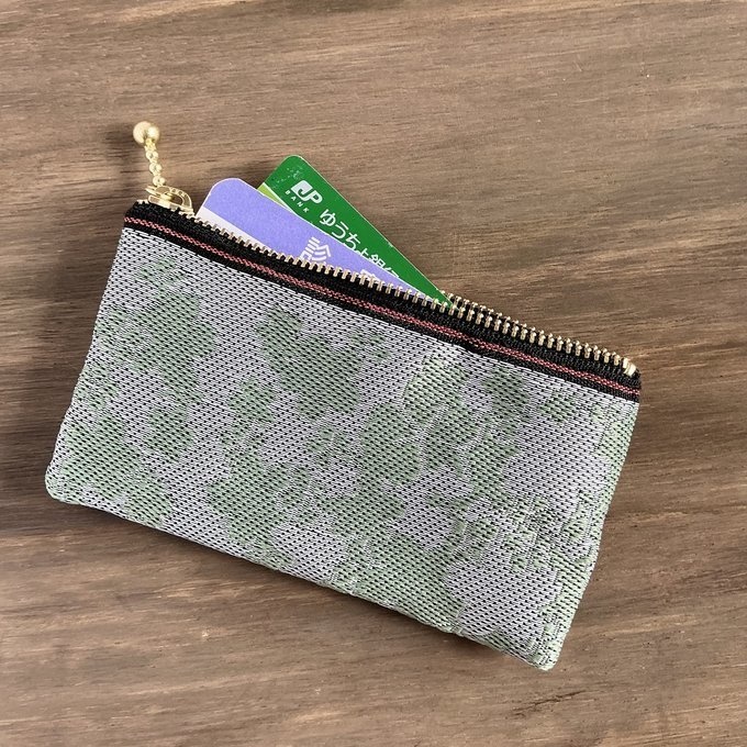 【花影】畳縁 ミニポーチ カードケース 小銭入れ 数珠入れ 桜 シルバー ミント 和風