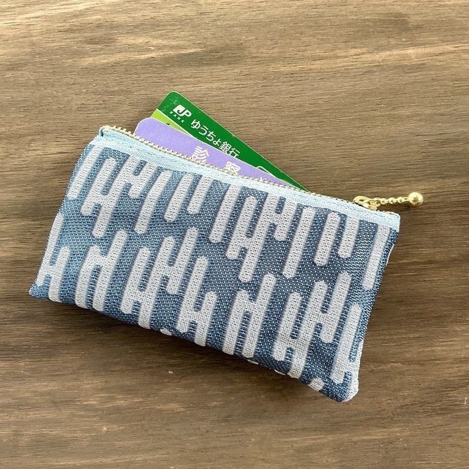 【エ霞】畳縁 ミニポーチ カードケース 小銭入れ 数珠入れ 水色 ブルー 和柄 伝統