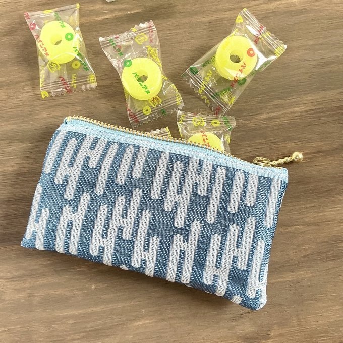 【エ霞】畳縁 ミニポーチ カードケース 小銭入れ 数珠入れ 水色 ブルー 和柄 伝統