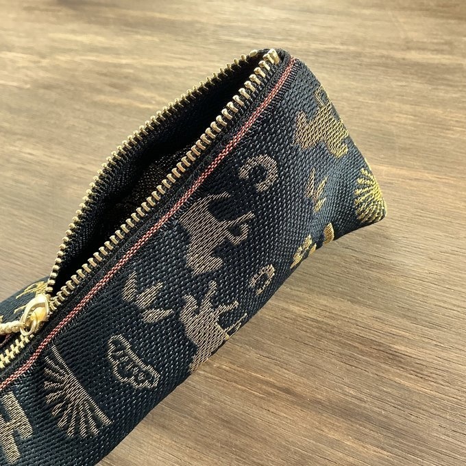 【おめでた柄】畳縁 テトラ型 ペンケース 馬 黒 金 アハルテケ 縁起物 エ霞 松竹梅