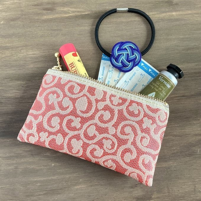 【花唐草】畳縁 テトラ型 ペンケース ピンク 蔦 からくさ