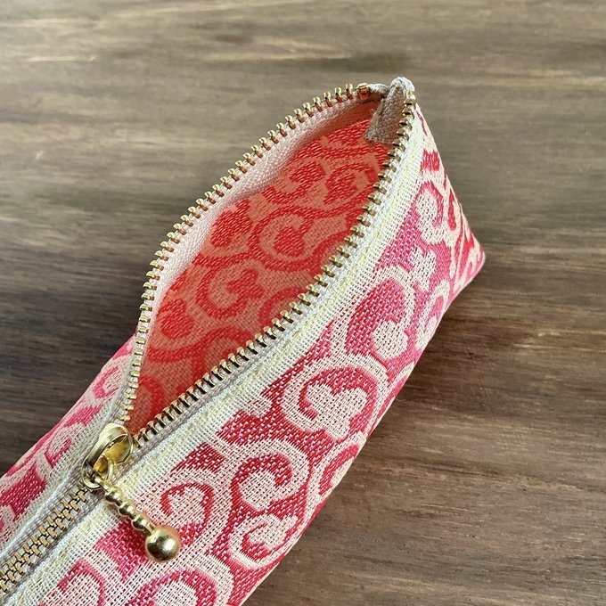 【花唐草】畳縁 テトラ型 ペンケース ピンク 蔦 からくさ