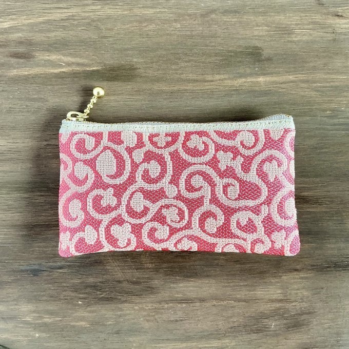 【花唐草】畳縁 ぺたんこ 小銭入れ ミニポーチ カードケース ピンク 蔦 からくさ