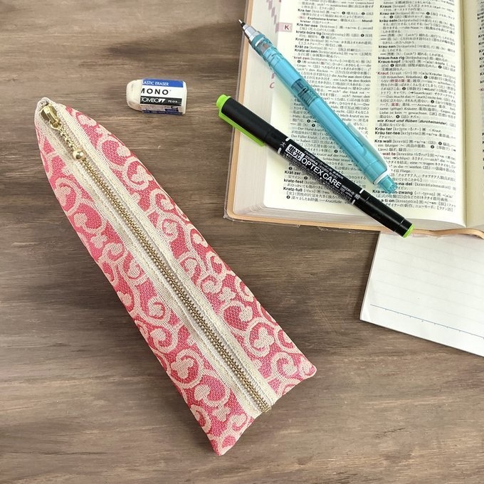 【花唐草】畳縁 ぺたんこ 小銭入れ ミニポーチ カードケース ピンク 蔦 からくさ