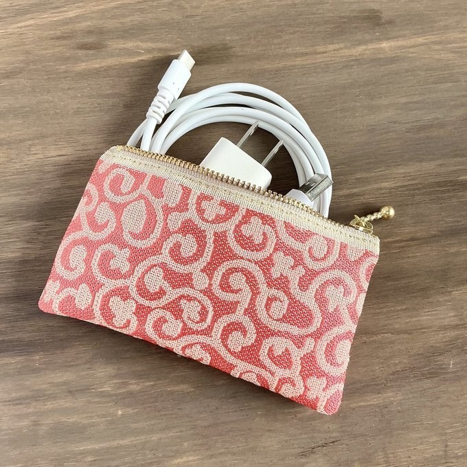 【花唐草】畳縁 ぺたんこ 小銭入れ ミニポーチ カードケース ピンク 蔦 からくさ