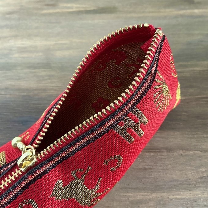 【おめでた柄】畳縁 テトラ型 ペンケース 馬 赤 金 アハルテケ 縁起物 エ霞 松竹梅