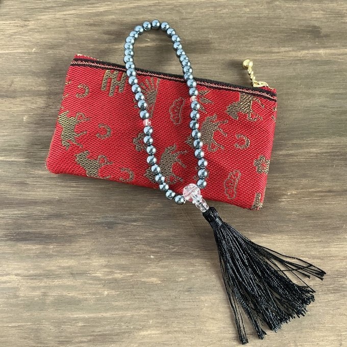 【おめでた柄】畳縁 ぺたんこ ミニポーチ カードケース 小銭入れ 数珠入れ 馬 アハルテケ 赤 金 縁起物 エ霞 松竹梅