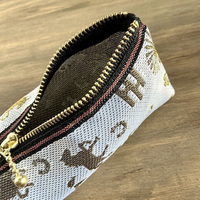 【おめでた柄】畳縁 テトラ型 ペンケース 馬 白 金 アハルテケ 縁起物 エ霞 松竹梅