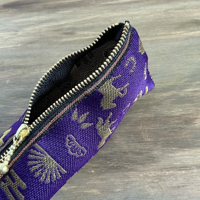 【おめでた柄】畳縁 テトラ型 ペンケース 馬 紫 金 アハルテケ 縁起物 エ霞 松竹梅