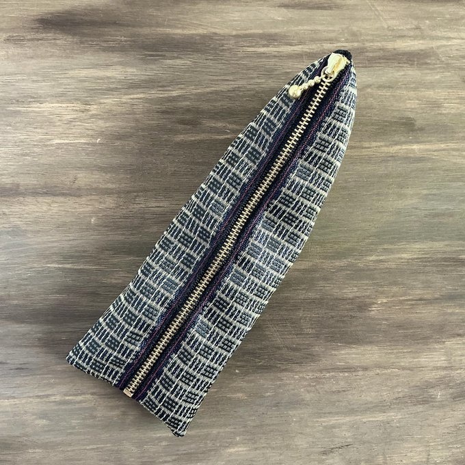 【三崩し】畳縁 テトラ型 ペンケース 網代 桧垣 金 紺