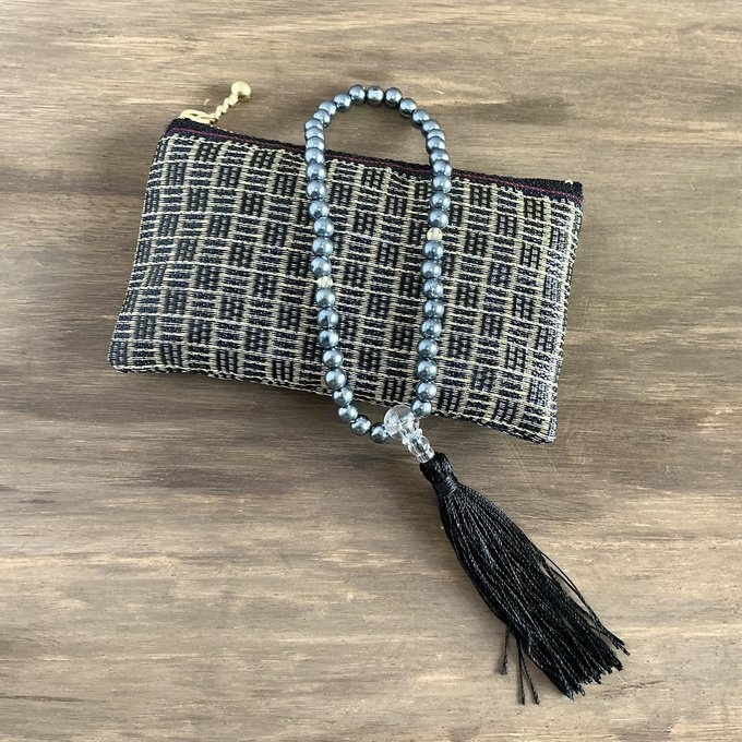 【三崩し】畳縁 ぺたんこ ミニポーチ カードケース 小銭入れ 網代 桧垣 金 紺