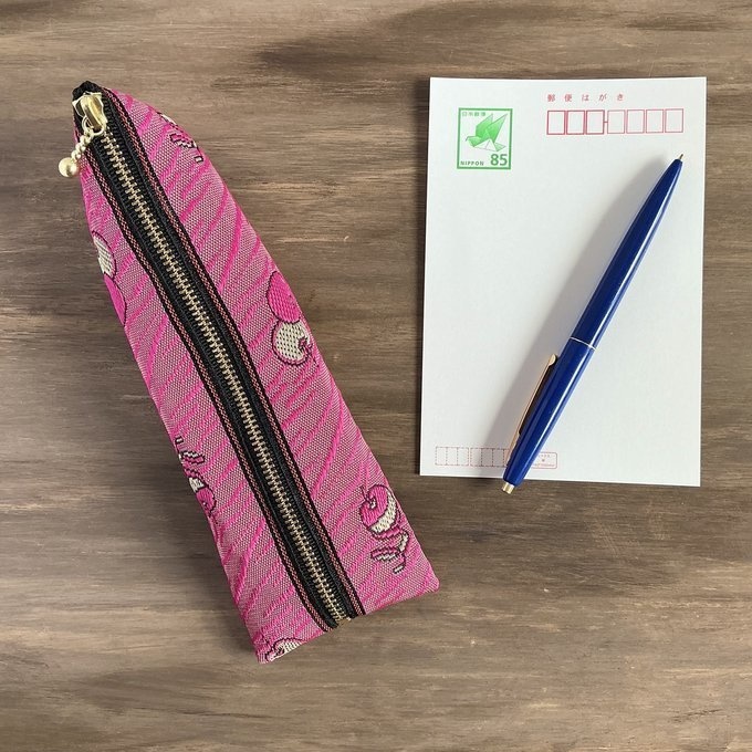 【皮むき りんご】畳縁 テトラ型 ペンケース リンゴ 安曇野 信州 ピンク