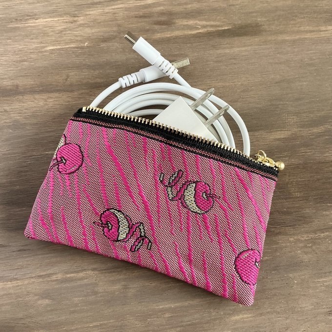 【皮むき りんご】畳縁 ぺたんこ ミニポーチ 小銭入れ カードケース リンゴ 安曇野 信州 ピンク