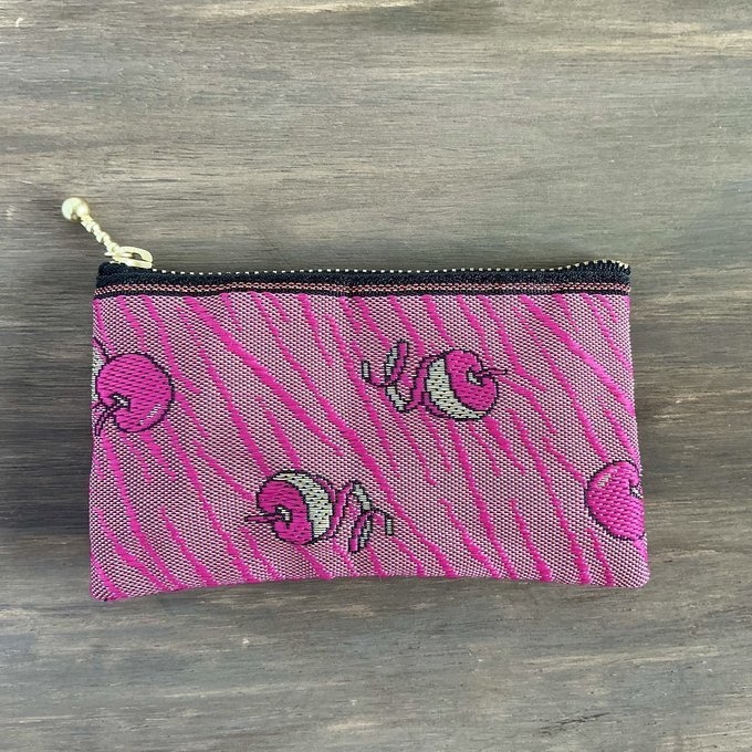 【皮むき りんご】畳縁 ぺたんこ ミニポーチ 小銭入れ カードケース リンゴ 安曇野 信州 ピンク