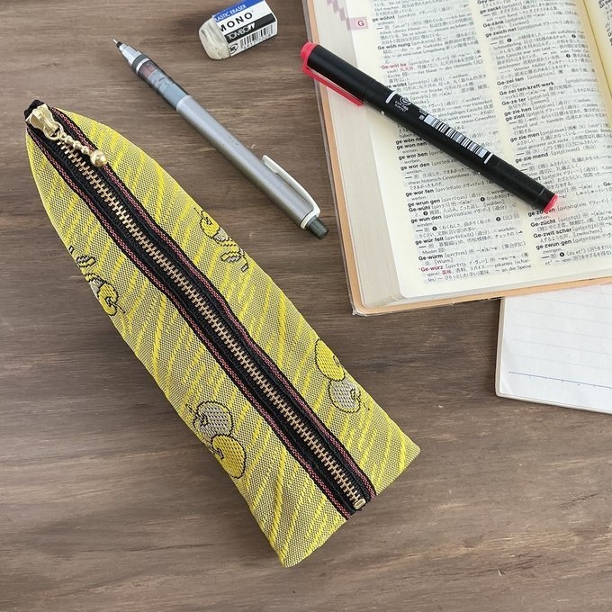 【皮むき りんご】畳縁 テトラ型 ペンケース リンゴ 安曇野 信州 黄色