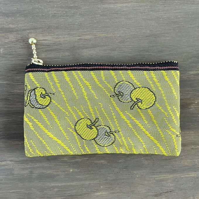 【皮むき りんご】畳縁 ぺたんこ ミニポーチ 小銭入れ カードケース リンゴ 安曇野 信州 黄色