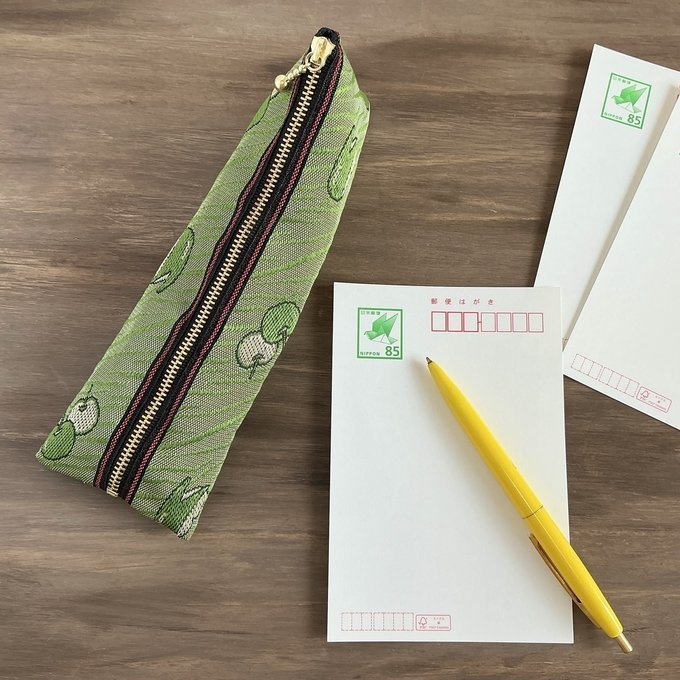 【うさぎ 青りんご】畳縁 テトラ型 ペンケース リンゴ 安曇野 信州 緑 グリーンアップル