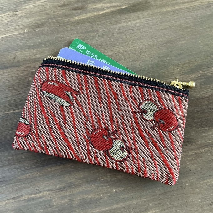 【うさぎ りんご】畳縁 ぺたんこ ミニポーチ 小銭入れ カードケース リンゴ 安曇野 信州 赤