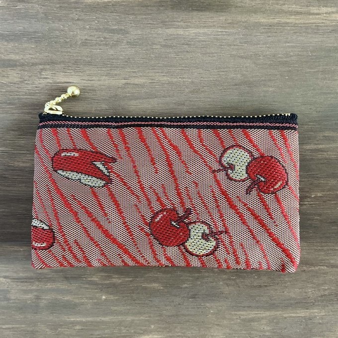 【うさぎ りんご】畳縁 ぺたんこ ミニポーチ 小銭入れ カードケース リンゴ 安曇野 信州 赤