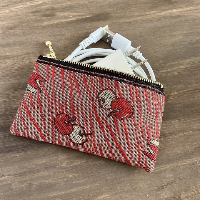 【うさぎ りんご】畳縁 ぺたんこ ミニポーチ 小銭入れ カードケース リンゴ 安曇野 信州 赤