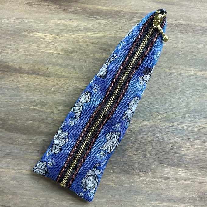 【犬】畳縁 テトラ型 ペンケース 和風 青 ワンコ