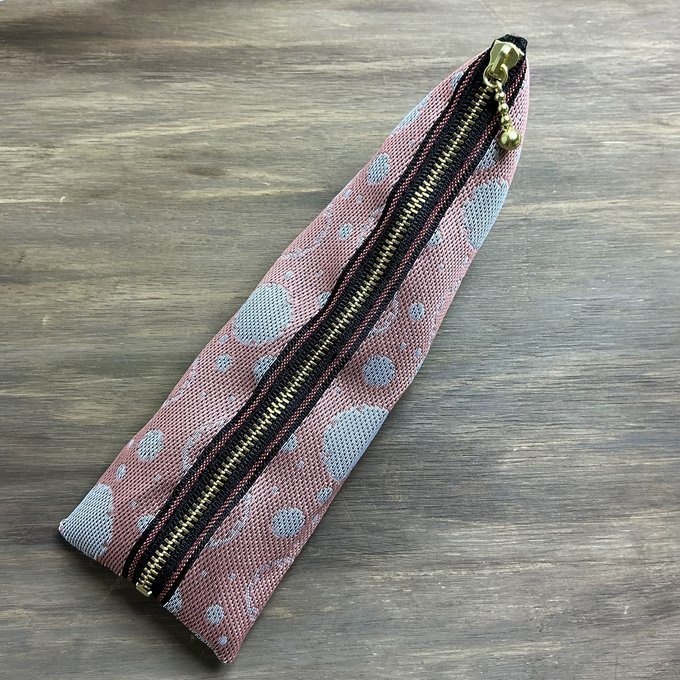 【雪輪文様】畳縁 テトラ型 ペンケース 雪 和柄 伝統 ピンク