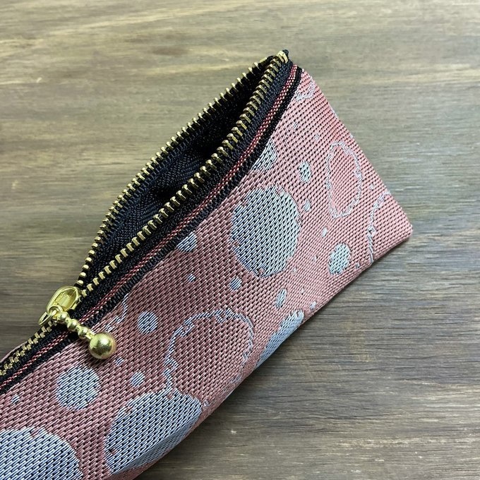 【雪輪文様】畳縁 テトラ型 ペンケース 雪 和柄 伝統 ピンク